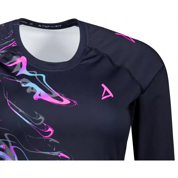  Női funkcionális T -piró hosszú ujjú prémiummal ALTISPORT VOJ/ALW064TR03 FEKETE -PINK 