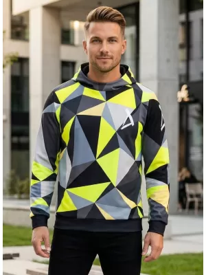 Férfi funkcionális pulóver prémium ALTISPORT VOJ/ALM007MI01 FEKETE/FLUO SÁRGA