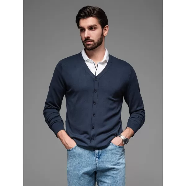  Férfi kardigán OMBRE OM-SWCD-0126 SÖTÉTKÉK 