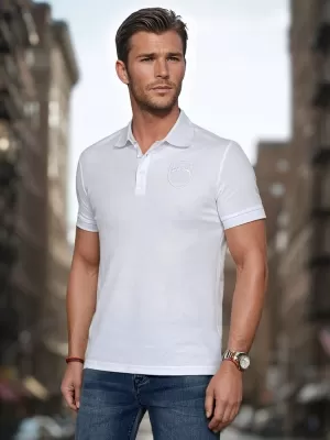 Mens t -phirt gallérral DSTREET PX0627 FEHÉR