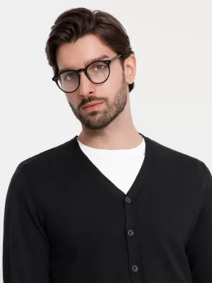 Férfi kardigán OMBRE OM-SWCD-0126 FEKETE