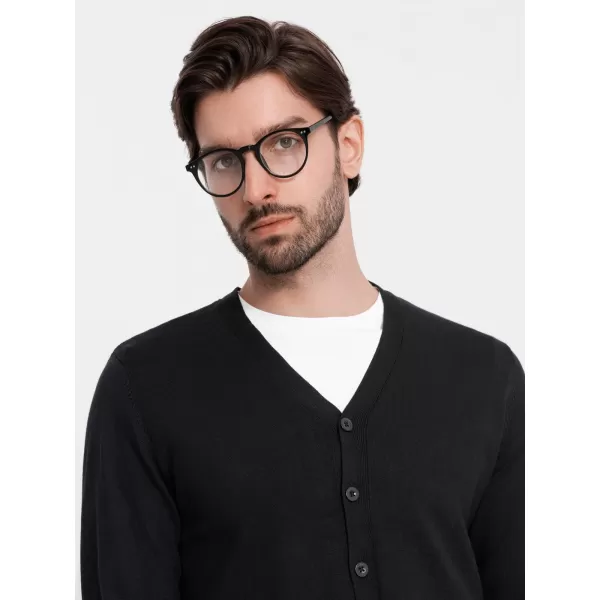  Férfi kardigán OMBRE OM-SWCD-0126 FEKETE 