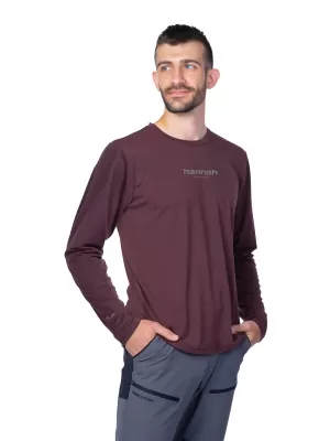 Férfi t -póló hosszú ujjú HANNAH BINE L/S VÖRÖS MAHAGÓNI