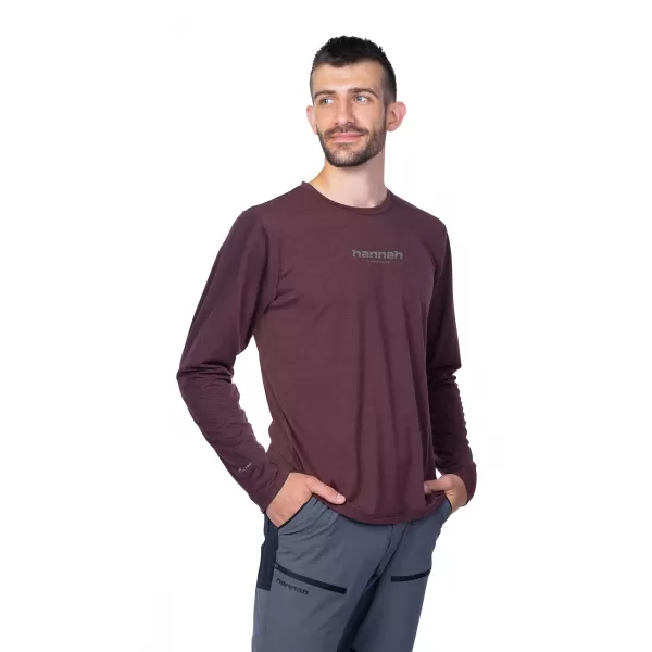  Férfi t -póló hosszú ujjú HANNAH BINE L/S VÖRÖS MAHAGÓNI 