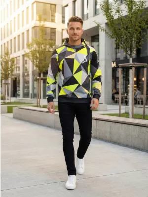 Férfi funkcionális pulóver prémium ALTISPORT VOJ/ALM007MI01 FEKETE/FLUO SÁRGA