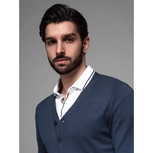  Férfi kardigán OMBRE OM-SWCD-0126 SÖTÉTKÉK 
