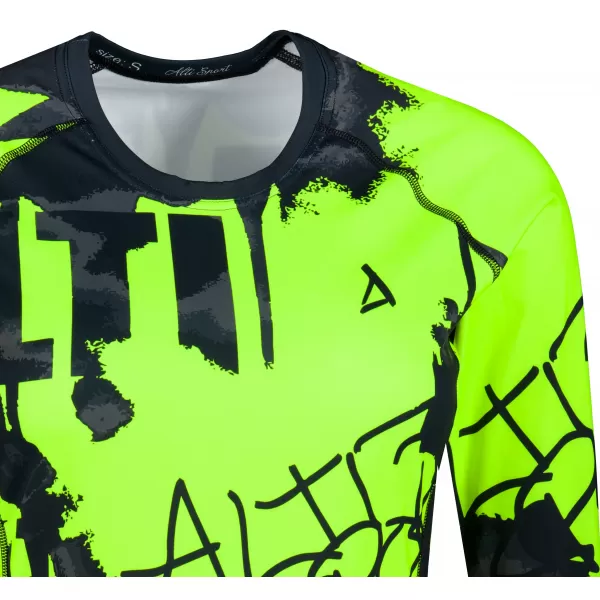  Női funkcionális T -piró hosszú ujjú prémiummal ALTISPORT VOJ/ALW076TR03 FEKETE/FLUO SÁRGA 