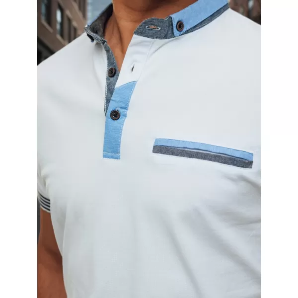  Mens t -phirt gallérral DSTREET PX0622 FEHÉR 