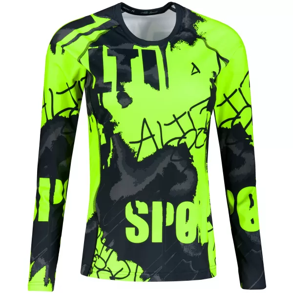  Női funkcionális T -piró hosszú ujjú prémiummal ALTISPORT VOJ/ALW076TR03 FEKETE/FLUO SÁRGA 