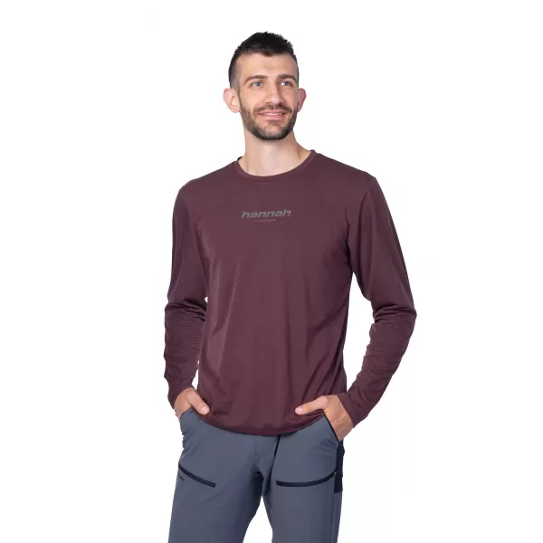  Férfi t -póló hosszú ujjú HANNAH BINE L/S VÖRÖS MAHAGÓNI 