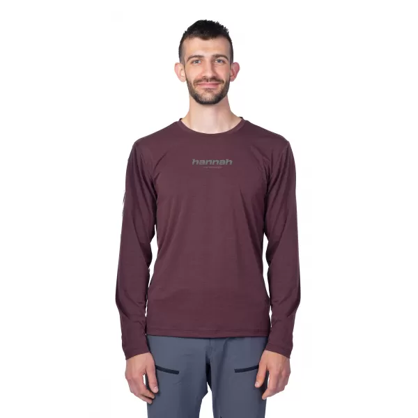  Férfi t -póló hosszú ujjú HANNAH BINE L/S VÖRÖS MAHAGÓNI 
