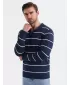 Mens t -phirt gallérral OMBRE OM-POLS-0146 SÖTÉTKÉK ÉS FEHÉR