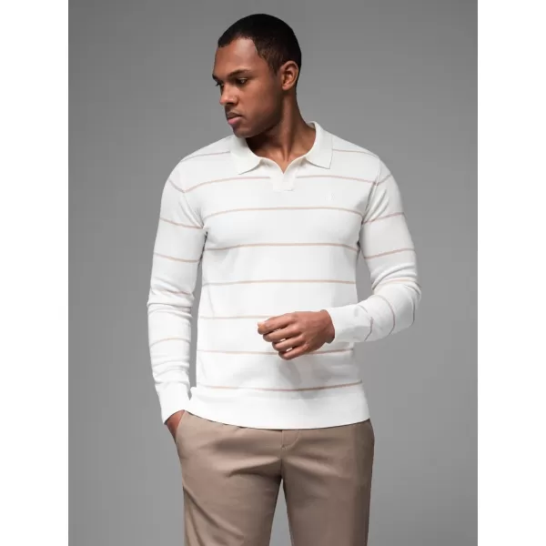  Mens t -phirt gallérral OMBRE OM-POLS-0146 FEHÉR ÉS BÉZS 