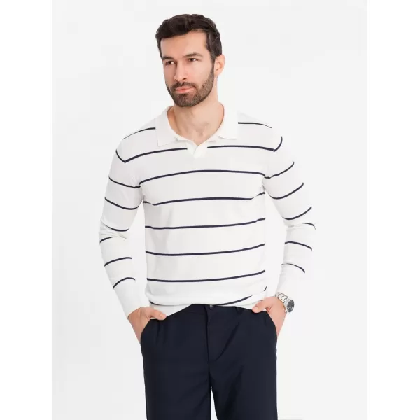  Mens t -phirt gallérral OMBRE OM-POLS-0146 FEHÉR ÉS SÖTÉTKÉK 