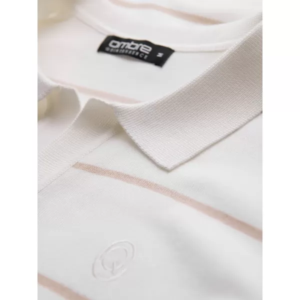  Mens t -phirt gallérral OMBRE OM-POLS-0146 FEHÉR ÉS BÉZS 