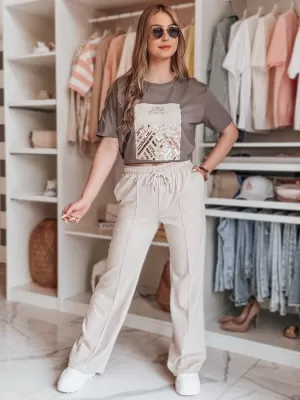 Hölgyek nadrágja DSTREET DRESSANIK UY2702 BÉZS