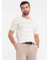 Mens t -phirt gallérral OMBRE OM-POSS-0145 FEHÉR ÉS BÉZS