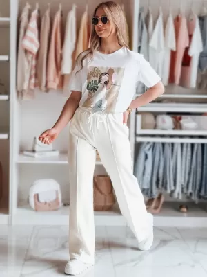 Hölgyek nadrágja DSTREET DRESSANIK UY2703 FEHÉR