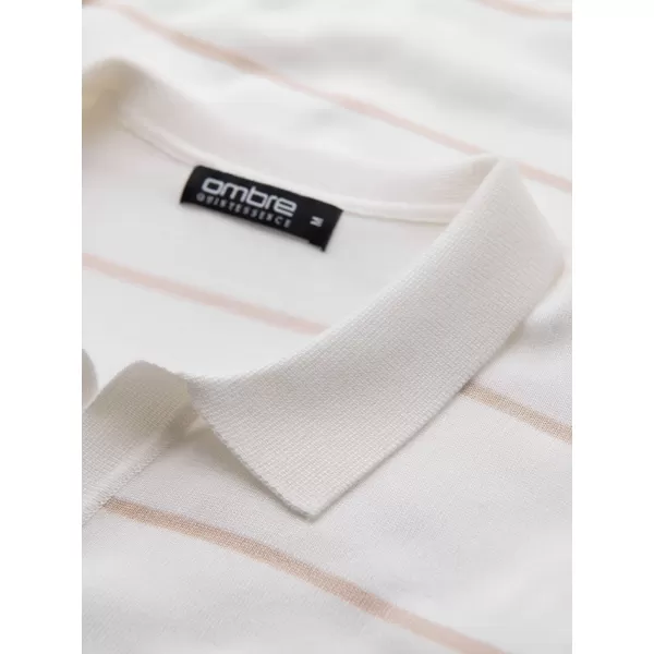  Mens t -phirt gallérral OMBRE OM-POSS-0145 FEHÉR ÉS BÉZS 