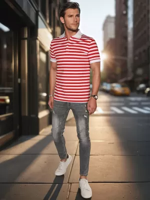 Mens t -phirt gallérral DSTREET PX0643 FEHÉR