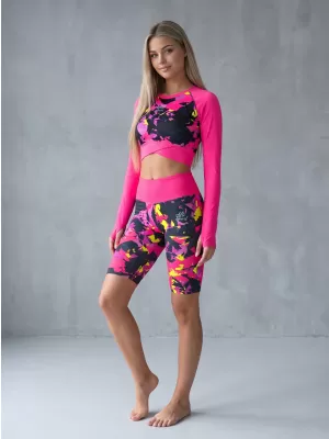 Női nadrág a térd prémium felett ALTISPORT VOJ/ALW110LEG02 RÓZSASZÍN -BLACK
