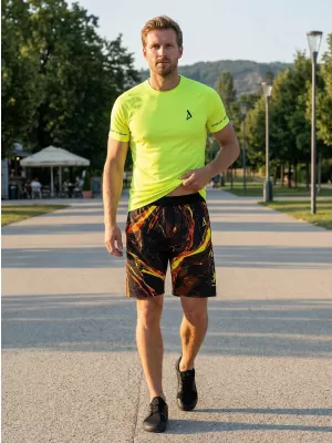 Férfi funkcionális rövidnadrág prémium ALTISPORT VOJ/ALM071KRA01 FEKETE -SÁRGA