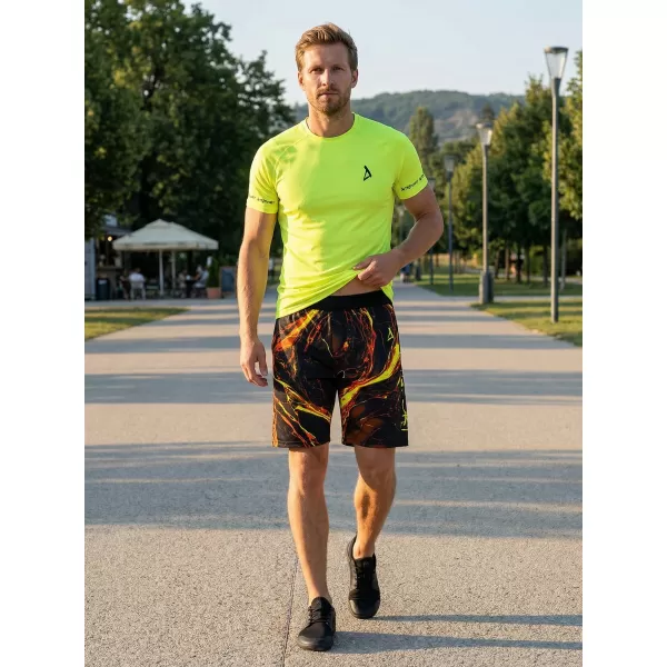  Férfi funkcionális rövidnadrág prémium ALTISPORT VOJ/ALM071KRA01 FEKETE -SÁRGA 