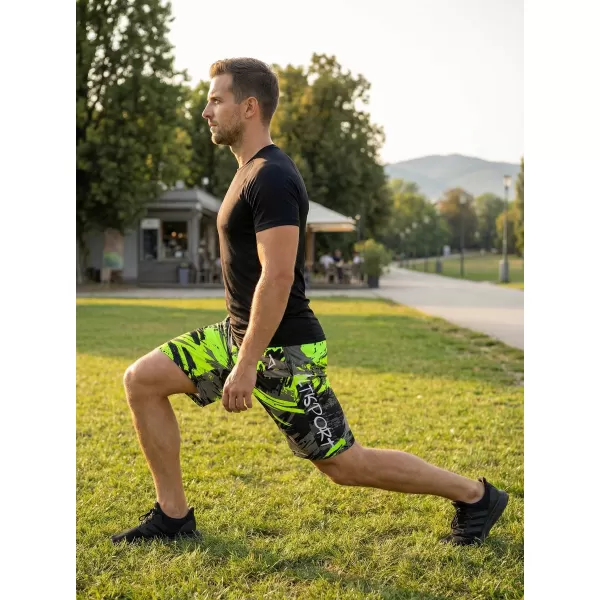  Férfi funkcionális rövidnadrág prémium ALTISPORT VOJ/ALM014KRA01 FEKETE -ZÖLD 