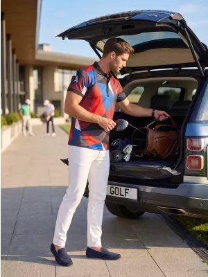 Férfi funkcionális T -piró prémium gallérral ALTISPORT VOJ/ALM007TR05 TENGERÉSZETI KÉK/PIROS