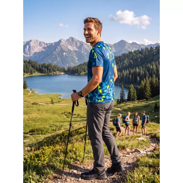  Férfi funkcionális T -piró prémium ALTISPORT VOJ/ALM108TR01 NAVY-NEON SÁRGA 