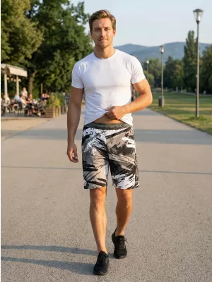 Férfi funkcionális rövidnadrág prémium ALTISPORT VOJ/ALM014KRA01 FEKETE -GRAY