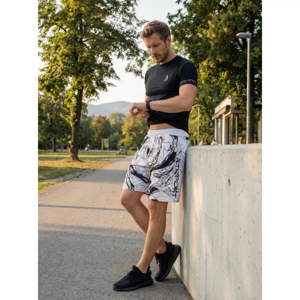  Férfi funkcionális rövidnadrág prémium ALTISPORT VOJ/ALM071KRA01 FEHÉR -ÉS -FEKETE 