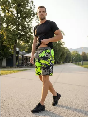 Férfi funkcionális rövidnadrág prémium ALTISPORT VOJ/ALM014KRA01 FEKETE -ZÖLD