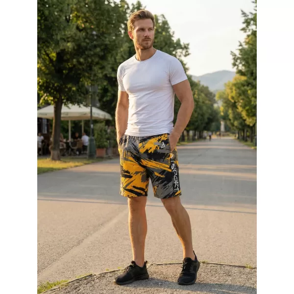  Férfi funkcionális rövidnadrág prémium ALTISPORT VOJ/ALM014KRA01 FEKETE -SÁRGA 