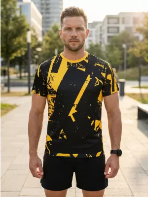 Férfi funkcionális T -piró prémium ALTISPORT VOJ/ALM079TR01 FEKETE -SÁRGA