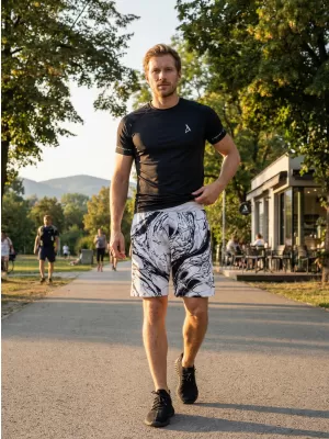 Férfi funkcionális rövidnadrág prémium ALTISPORT VOJ/ALM071KRA01 FEHÉR -ÉS -FEKETE