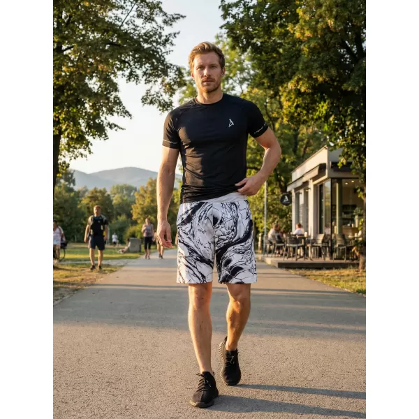  Férfi funkcionális rövidnadrág prémium ALTISPORT VOJ/ALM071KRA01 FEHÉR -ÉS -FEKETE 
