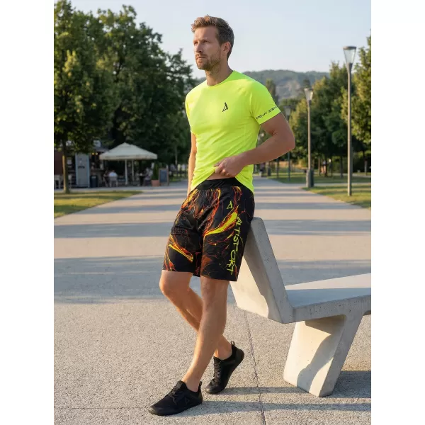  Férfi funkcionális rövidnadrág prémium ALTISPORT VOJ/ALM071KRA01 FEKETE -SÁRGA 