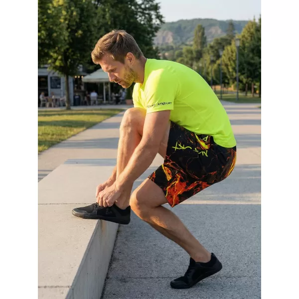  Férfi funkcionális rövidnadrág prémium ALTISPORT VOJ/ALM071KRA01 FEKETE -SÁRGA 