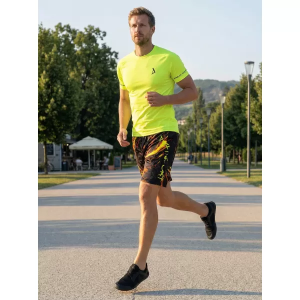  Férfi funkcionális rövidnadrág prémium ALTISPORT VOJ/ALM071KRA01 FEKETE -SÁRGA 