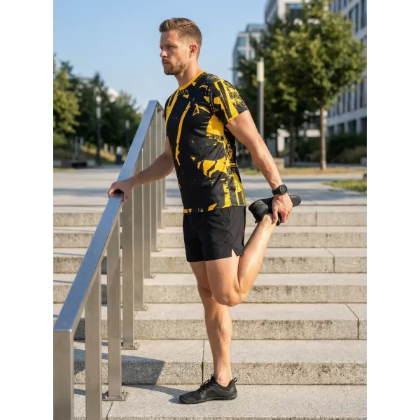  Férfi funkcionális T -piró prémium ALTISPORT VOJ/ALM079TR01 FEKETE -SÁRGA 