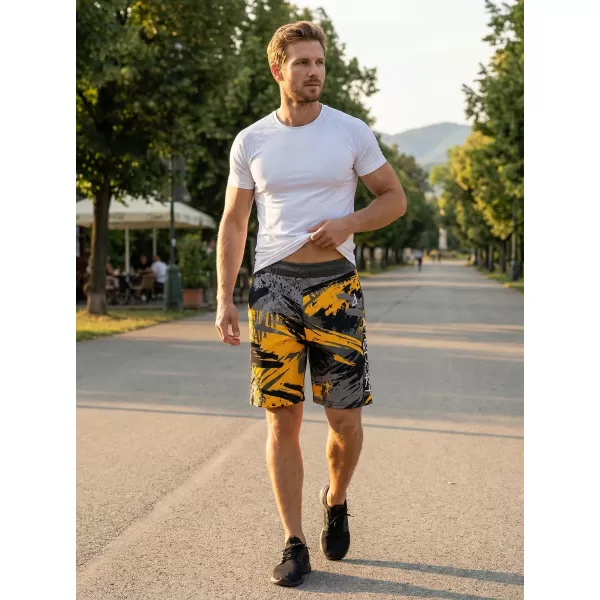  Férfi funkcionális rövidnadrág prémium ALTISPORT VOJ/ALM014KRA01 FEKETE -SÁRGA 