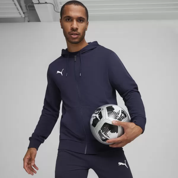  Férfi pulóver PUMA TEAMGOAL CASUALS HOODED JACK 658595_06 PUMA NAVY/PUMA WHITE 