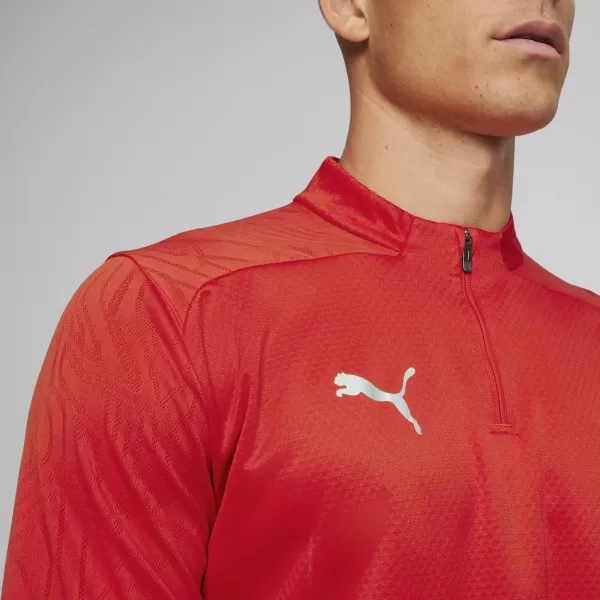  Férfi póló PUMA TEAMFINAL TRAINING 1/4 ZIP T 658551_01 PUMA PIROS/PUMA EZÜST 