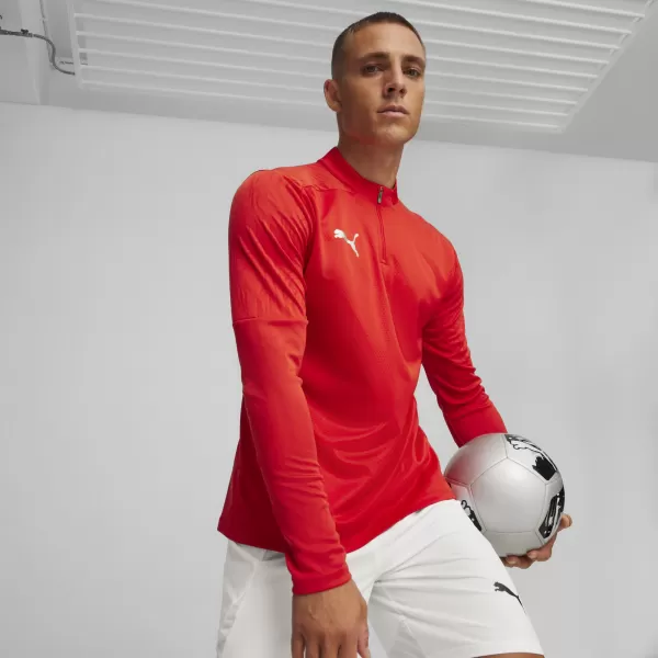  Férfi póló PUMA TEAMFINAL TRAINING 1/4 ZIP T 658551_01 PUMA PIROS/PUMA EZÜST 