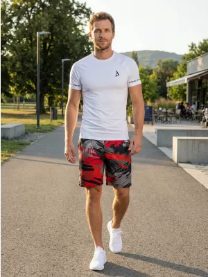 Férfi funkcionális rövidnadrág prémium ALTISPORT VOJ/ALM014KRA01 FEKETE -RED