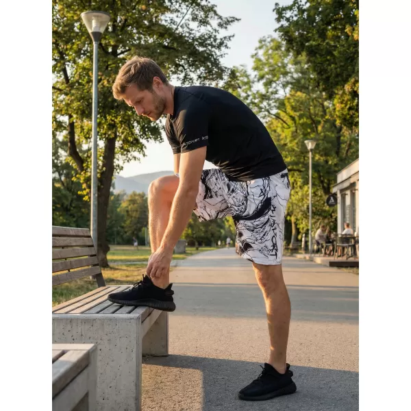  Férfi funkcionális rövidnadrág prémium ALTISPORT VOJ/ALM071KRA01 FEHÉR -ÉS -FEKETE 
