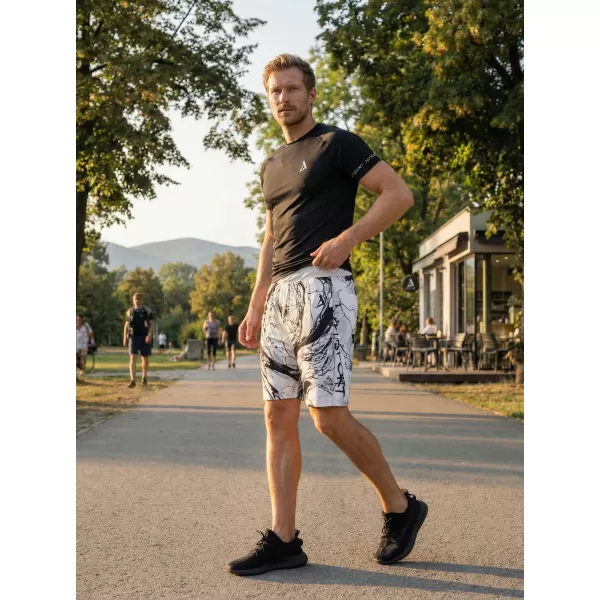  Férfi funkcionális rövidnadrág prémium ALTISPORT VOJ/ALM071KRA01 FEHÉR -ÉS -FEKETE 