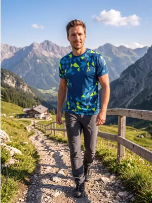 Férfi funkcionális T -piró prémium ALTISPORT VOJ/ALM108TR01 NAVY-NEON SÁRGA
