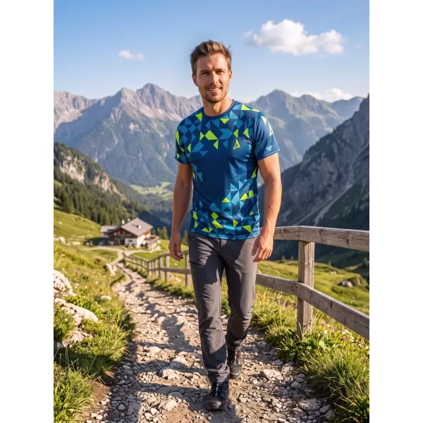  Férfi funkcionális T -piró prémium ALTISPORT VOJ/ALM108TR01 NAVY-NEON SÁRGA 